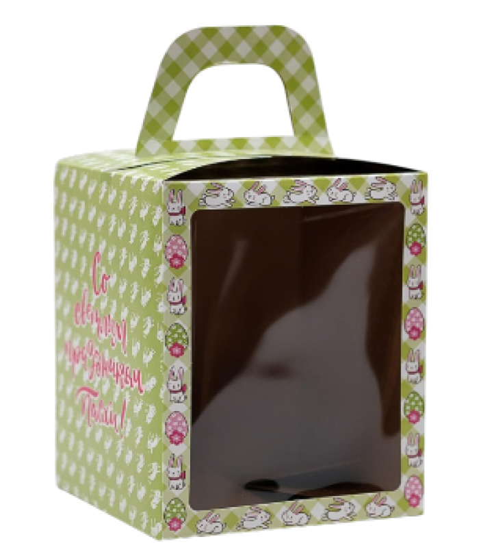 Коробка для кулича с окном "Со светлым праздником.Кролики", 15*15*18см, шт