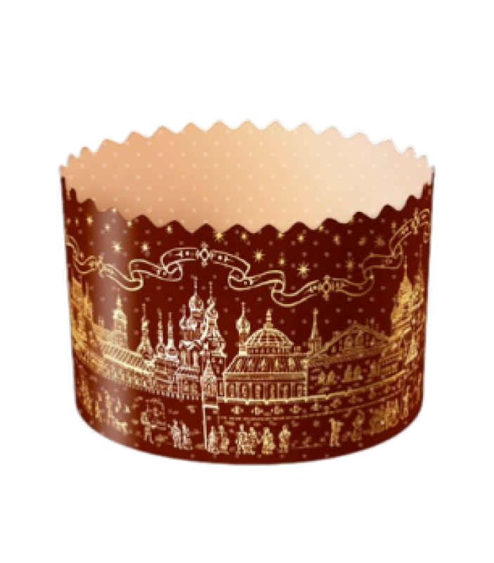 Форма бумажная для кулича рис."ХРАМ Золотой", 70*60мм, шт