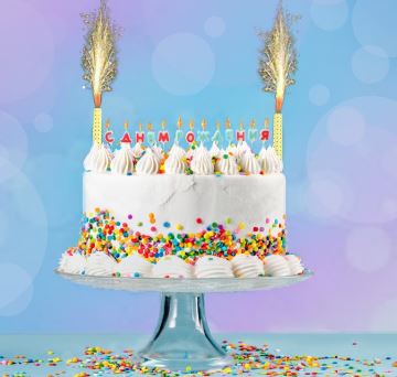 Набор свечей в торт "С днем рождения" буквы микс+2 фонтана, набор