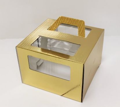 Коробка для торта 300*300*190,с/о с ручками, золотая, АРТ