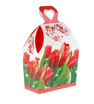 Упаковка подарочная "Тюльпаны", 26*14,5*7 см, 1 шт.