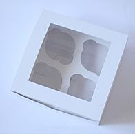 Короб картонный для Капкейков С ОКНОМ 16*16*10 (белый) 4 капа