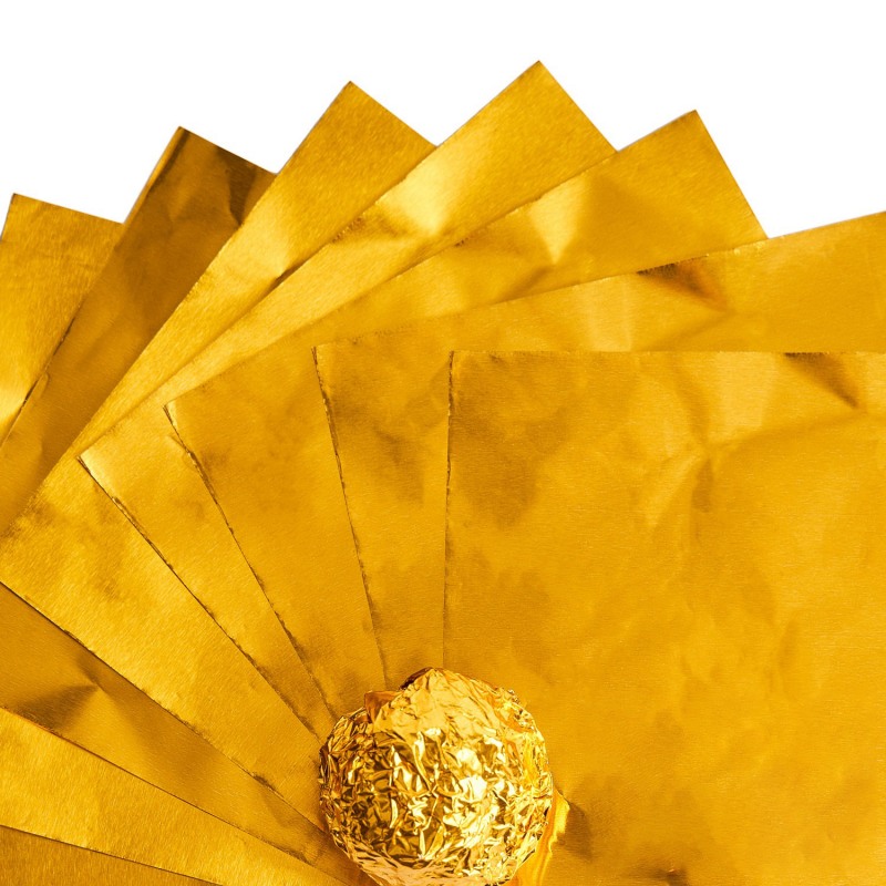 Фольга оберточная для конфет Золотая (10х10 см), 100 шт