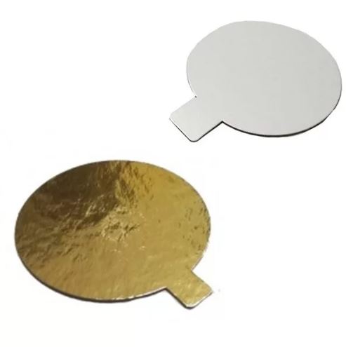 Подложка картонная с держателем (золото/серебро) круг 80 мм, 0,08 см