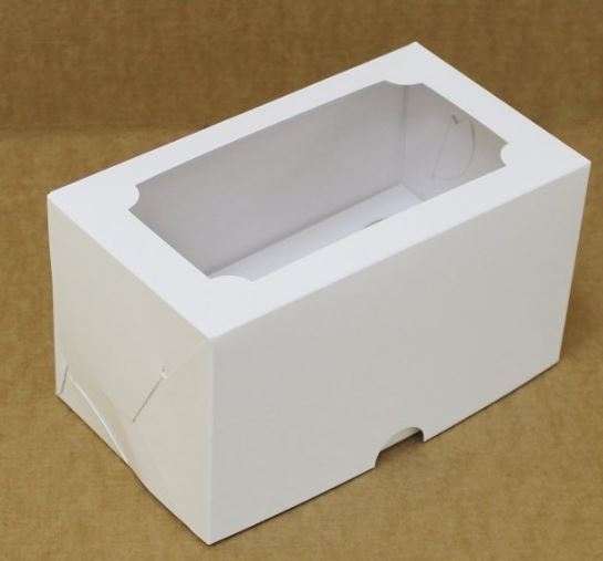 Коробка для капкейков, 160x100x100мм, на 2 капкейка Белая, с окном, АРТ