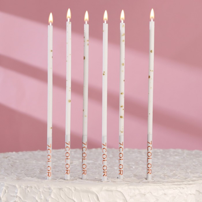 Набор свечей в торт, "Исполнение желаний", белый с золотом, 6 шт, набор