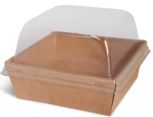 Упаковка для бенто тортов ECO SmartPack 800, Купольная крышка, Крафт/Белая, 163*163*56мм, шт