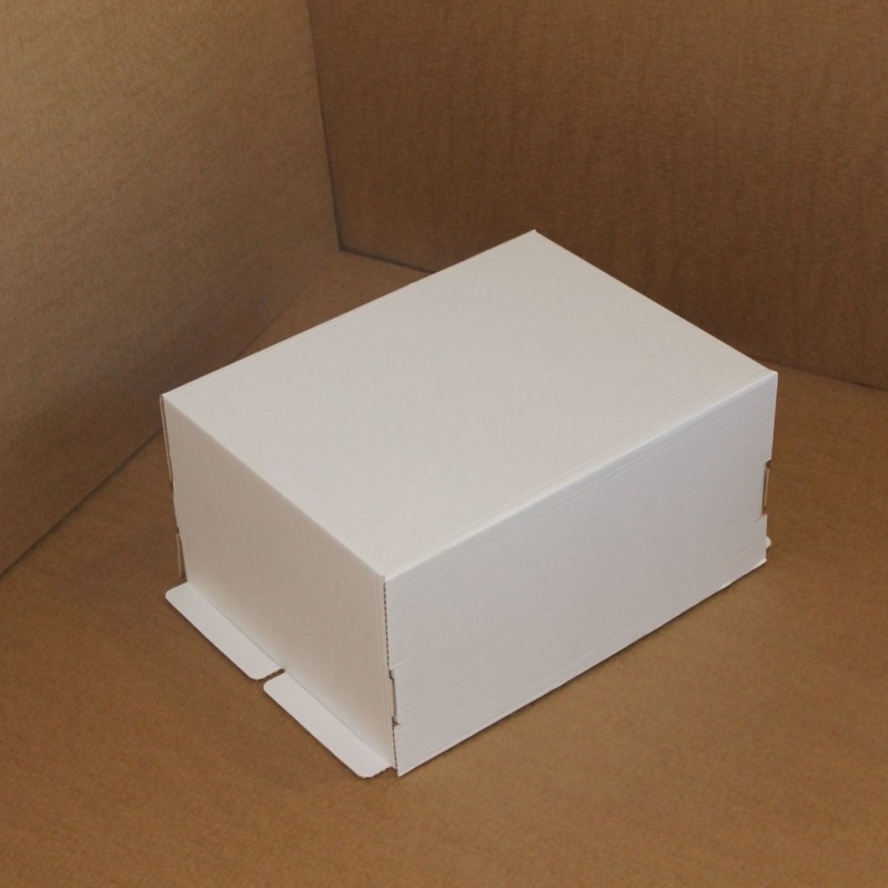 Коробка для торта 400*300*200мм, микрогофрокартон, белая, без окна, АРТ
