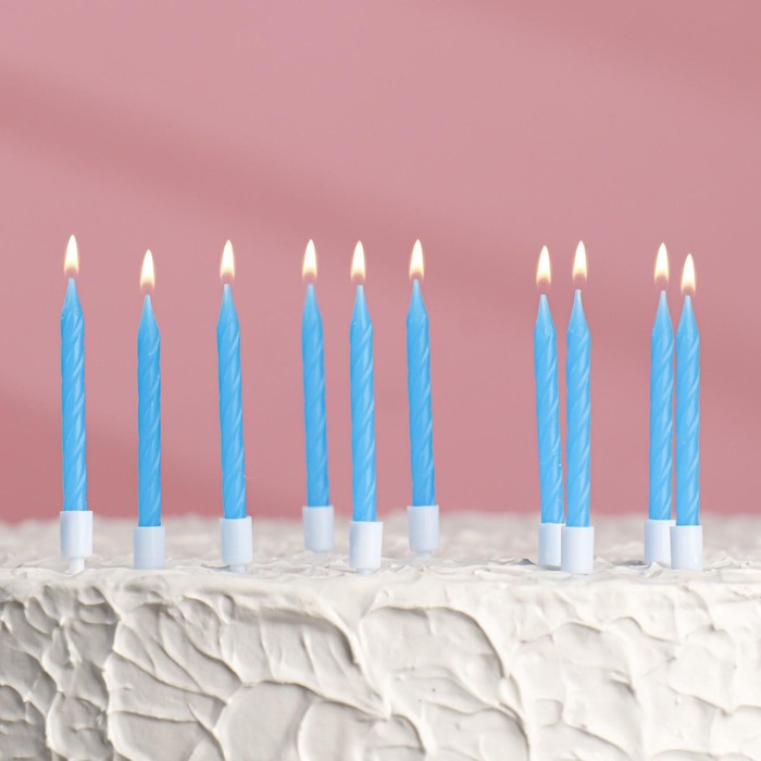 Свечи в торт "Неон" Синие, h7см, 10шт набор