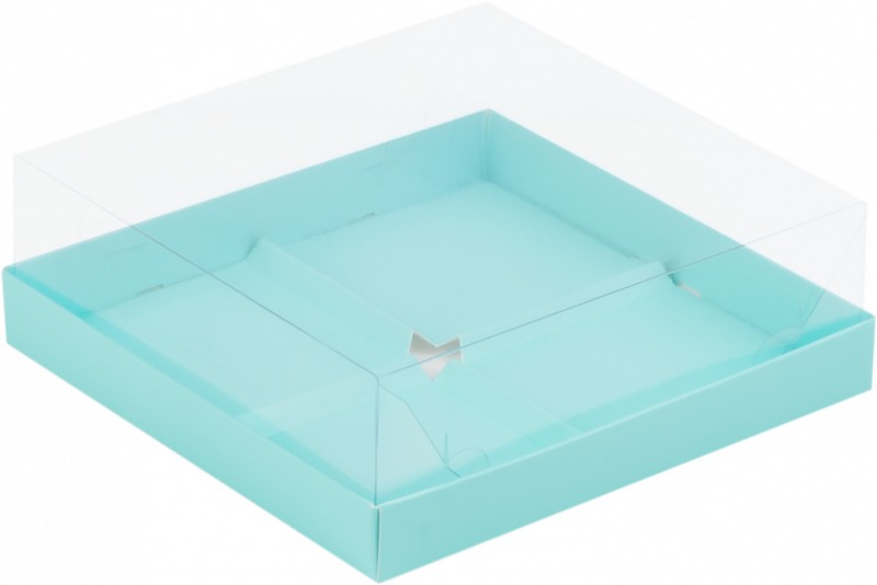 Коробка под муссовые пирожные на 4шт, с пластиковой крышкой, Тиффани, 190*190*80мм, шт