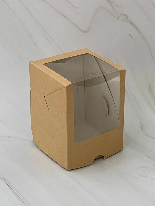 Коробка для 1 капкейка, Крафт, с окном, 125*95*95мм, шт