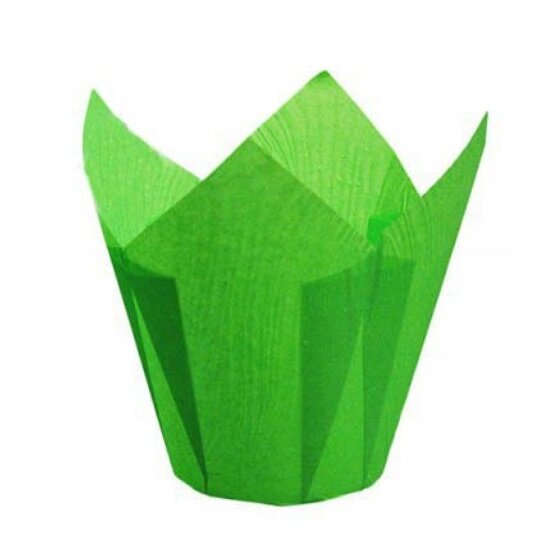 Формы бумажные"Тюльпан "(Зеленый) d-5 см h-8 см, 10шт, упак
