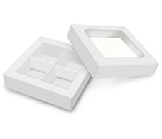 Коробка для 4 конфет с окном, Белая, 126*126*35мм, шт