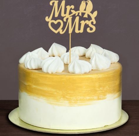 Топпер в торт деревянный "Мистер и Миссис",1 шт