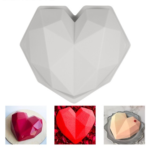 Форма Силиконовая для муссовых десертов "Сердце оригами" 19см, Китай, шт