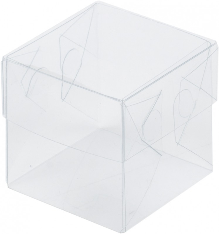 Коробка для макарон с пластиковой крышкой (прозрачная) 80*80*80