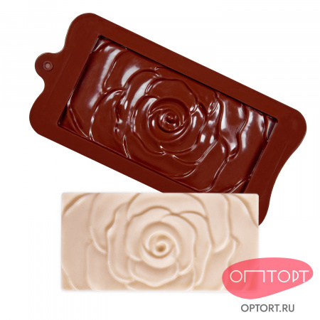 Форма силиконовая для шоколада «Плитка роза» 14,5х7,5х0,6см, шт