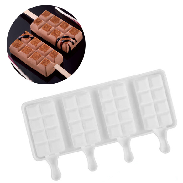 Форма Силиконовая для мороженого "Шоколадные плитки", 255*140мм, 4 ячейки, шт