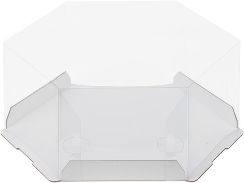 Коробка под торт "Шестигранник" с прозрачным куполом 240*240*70 (Белая)