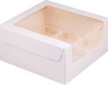 Коробка для 9 капкейков, 235*235*110мм, Белая, с увеличенным окном, шт