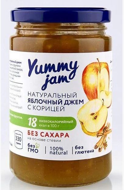 Джем Яблочный низкокаллорийный "Yummy jam", 330мл, шт