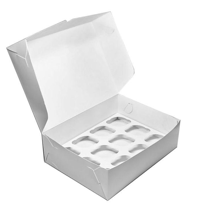 Короб картонный для Капкейков 33*25*10 (белый) 12 капов, шт
