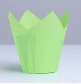 Формы бумажные"Тюльпан "(Зеленый) d-5 см h-8 см, 1 шт
