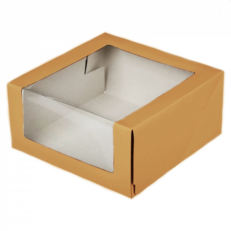 Коробка для торта с окном "КРАФТ"18*18*10 см 1шт
