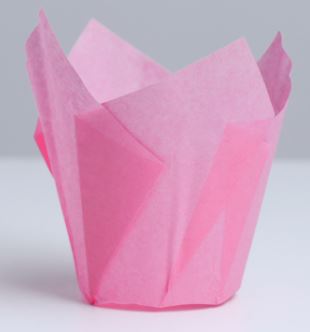 Формы бумажные"Тюльпан "(Розовый) d-5 см h-8 см, 10шт, упак