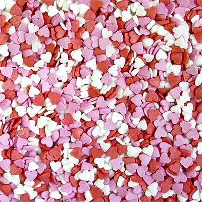 Посыпки сахарные "Сердечки красно-бело-розовые МИНИ"0,075кг