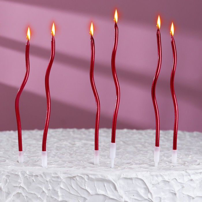 Набор свечей "Серпантин" рубиновые, 6шт набор