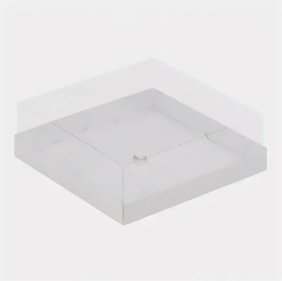 Коробка под муссовые пирожные на 4шт, с пластиковой крышкой, Белая, 190*190*80мм, шт