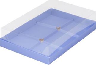 Коробка под муссовые пирожные на 6шт, с пластиковой крышкой, Лавандовая, 260*170*60мм, шт