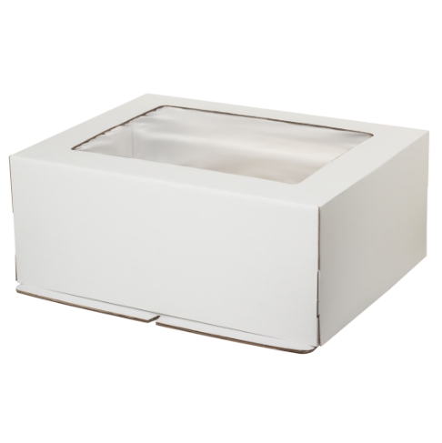 Коробка для торта 400*300*120мм, микрогофрокартон, белая, с окном, АРТ