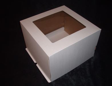 Коробка для торта с окном ЭКОНОМ (микрогофрокартон белый) 30*30*20 см , АМ, 1 комп.