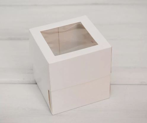 Коробка для 1 капкейка, Белый, с окном 10*10*10см, шт