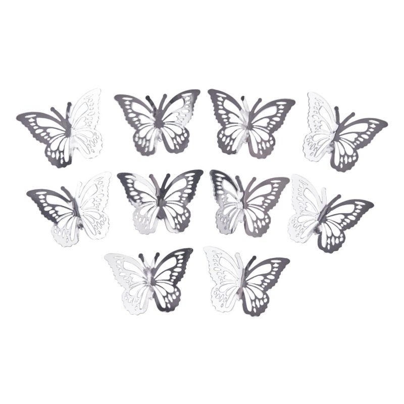 Бабочки из акрила, Серебро, 10шт, упак