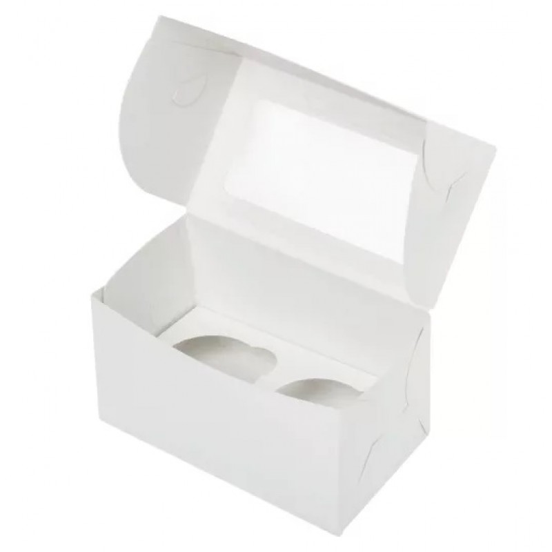 Короб картонный для Капкейков С ОКНОМ 10*16*10 (белый) 2 капа