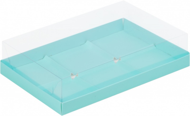 Коробка под муссовые пирожные на 6шт, с пластиковой крышкой, Тиффани, 300*195*80мм, шт