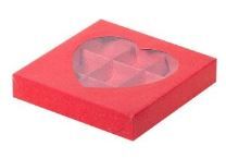 Коробка для 9 конфет с окном сердце КРАСНАЯ, 160х160х30мм, РК, шт