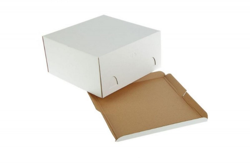 Коробка для торта (гофрокартон белая) 28*28*14 см Хром Эрзац