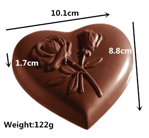 Форма для шоколада "Сердце с розой",3 формы,АК,1 шт