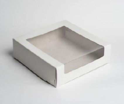Коробка для торта С Окном (гофрокартон белая) 22,5*22,5*11,0 см, на -1-2 кг