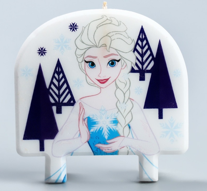 Свеча в торт Принцессы: Эльза Холодное сердце и снежинка, 8*8см, шт