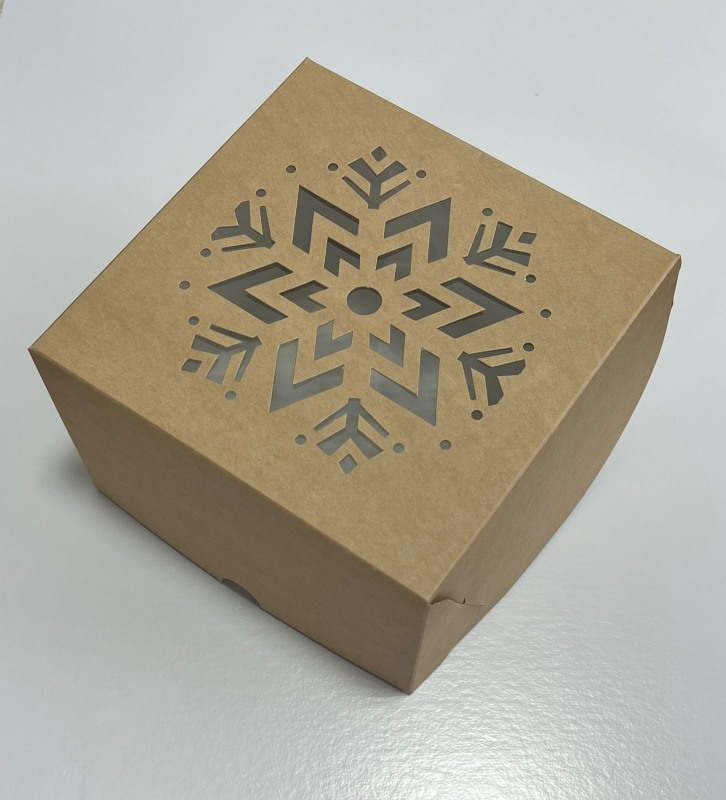 Коробка для 4 капкейков "Снежинка", с окном, 160*160*100мм, шт