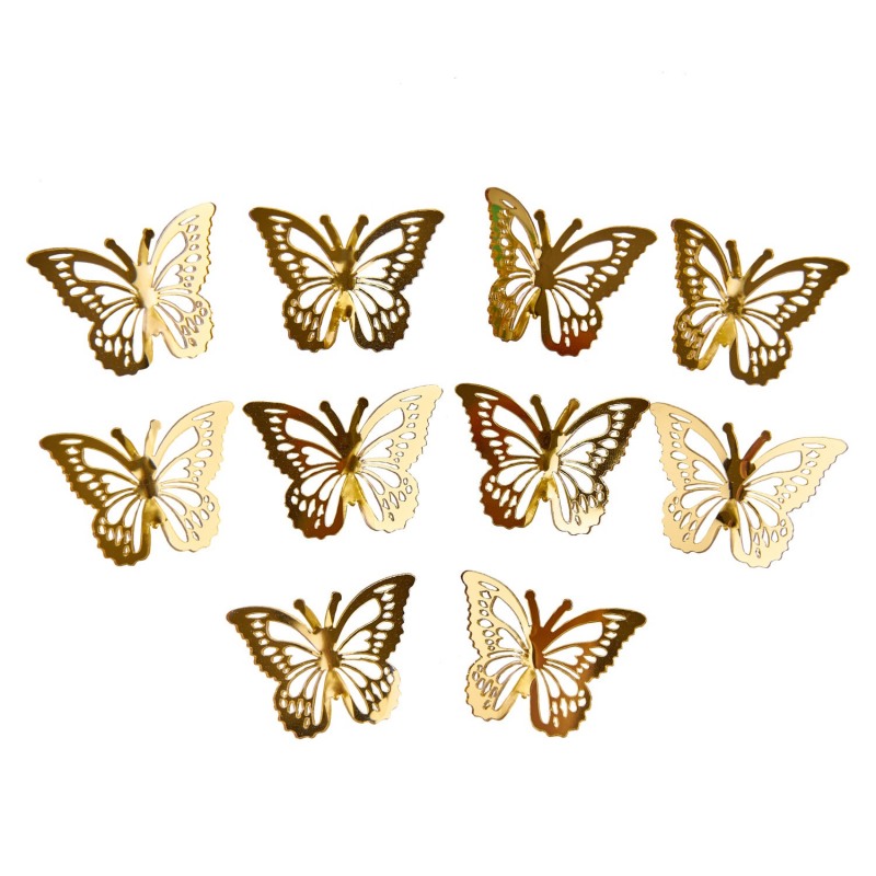 Бабочки из акрила, Золото, 10шт, упак