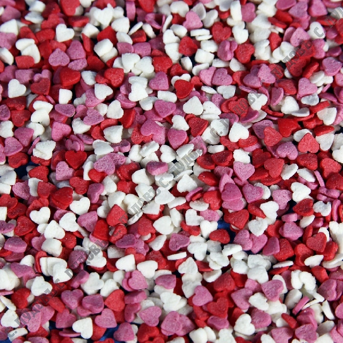 Посыпки сахарные "Сердечки красно-бело-розовые Средние "0,750кг