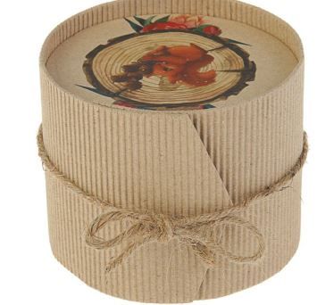 Коробка для конфет круглая рифленая "Белочка",9,5*8 см, 1 шт.
