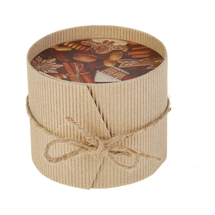 Коробка для конфет круглая рифленая "Ореховый рай",9,5*8 см, 1 шт.